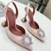 10A Begum Slingback Satin Pompes Sandales Femmes Chaussures Cristal Embelli Tournesol Strass Pointu Catwalk Stiletto Sexy Baotou Backspace Sandales