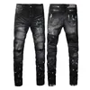 Herren Designer High Purple Designer Qualität Inkjet Graffiti Micro-Horn Jeans Denim Gallery Sweat Department Hose Distressed Torn Schwarz Blau