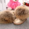 Stövlar äkta läder barn skor barn snö stövlar naturliga stora räv päls kalla vinter pojkar flickor varma botor baby stövlar 231215
