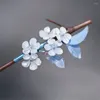 1 pz fatto a mano floreale di bambù forcina stile antico passo agitare Hanfu Cheongsam bastone per capelli copricapo quotidiano regalo per ragazza da donna