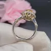 Cluster Rings 3ct Natural Citrine Ring 8mm 10mm VVS Grade Silver For Office Woman 18K Gold Plating 925 Jewelry