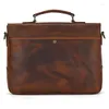 حقائب Highend Brown A4 Top Grain Genuine Crazy Horse Leather 14 '' 'Labtop Executive Men Mens Portfolio Messenger Bag M2009