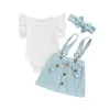 Clothing Sets Citgeett Summer Infant Newborn Girl Outfits Flying Sleeve Solid Color Romper + Suspender Buttons Shorts + Hairband Clothes Set