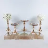 PCS Gold Electroplate Crystal Cake Stand Set Miroir Métal Cupcake Affichage De Mariage Fête D'anniversaire Dessert Plate Rack Autres Bakeware2473