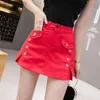 Shorts pour Femme Nouvelle mode été Denim jupe Shorts femmes Streetwear jean femmes Denim Shorts taille haute mince filles fente rouge Shorts FemmeL231215