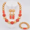 Necklace Earrings Set Fashion African Costume Jewelry Orange Artifical Coral Beads For Women