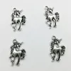 100 Stück Einhorn Pferd Antik Silber Charms Anhänger Schmuck DIY für Halskette Armband Ohrringe Retro Stil 23 14mm260o