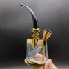 6 tum Mini Portable Hookah Set Smoking Pipe Shisha Water Bong Pipe Set Gold