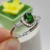 クラスターリングフォレストグリーンディオプサイドリング0.7ct 5mm 7mmオフィス女性用天然クロムシルバー925ゴールドメッキジュエリー