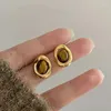 Boucles d'oreilles en forme d'oeil de tigre plaqué or pour femmes et filles, bijoux élégants pour fête d'anniversaire, Pendientes E2329