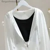 Autres vêtements Blanc à capuche longue traîneau costume de protection solaire pour les femmes 2023 été nouveau cardigan à fermeture éclair en vrac mince veste courteL231215