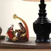 Objetos decorativos estatuetas mini estatuetas estátuas sagradas pintura de páscoa artesanato enfeites de resina de mesa natividade família presente perfeito decoração de casa 231214