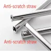 6*241MM 304 Stainless Steel Straw Reusable Home Party Wedding Bar Drinking Tools Barware 3pcs Straw inclus brush set BJ