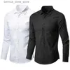 Polos para hombres Camisa formal Manga larga para hombres Negocios sin hierro Slim Fit Trabajo coreano Hombres Blanco Traje casual Camisa 2023 Primavera Otoño S-5XL Q231215