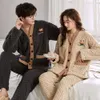 Kimono Çift Pijama Sonbahar ve Kış Kalınlaştırılmış Mercan Velvet Kadın Karikatür Kış Pazonu Erkekler Ev Giyim Seti