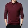 Polos masculinos camiseta gola virada para baixo primavera outono manga comprida botão listra estampa moda polo camisetas casuais tops