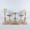 PCS Gold Electroplate Crystal Cake Stand Set Miroir Métal Cupcake Affichage De Mariage Fête D'anniversaire Dessert Plate Rack Autres Bakeware2473