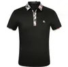 メンズポロス2024新しい格子縞の襟パッチワークメンズプレーンコットン短袖Tシャツポロシャツ