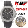 KMF 5167A PP324CS A3234 Montre automatique pour homme Boîtier en acier Gris Cadran en relief Bâton Numéros Marqueurs Bracelet en caoutchouc Montres Super Edition234d