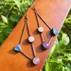 Dangle Earrings Antique Copper Soldered Big Triangle Paved Rose Quartz/Amethyst/Aquamarine Earring BOHO Retro Jewellery Gift