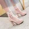 Scarpe eleganti Décolleté da donna Tacco alto con fibbia in PU Piattaforma 2023 Primavera Autunno Moda sexy Casual Festa di nozze Nero Bianco Rosa