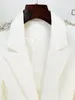 Kvinnors tvådelade byxor 2023 Spring Elegant Women's Pants High Quality Beading White Blazers Jackor Set C846