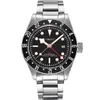 Wristwatches Automatic Movement Watch Bay Black Red Bezel Calendar Men's Steel Case 41MM Bracelet Luminous Hands Military265d