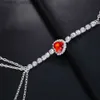 Other Fashion Accessories Rave Red Heart Crystal Necklace Waist Belly Chain Sexy Rhinestone Bo Chain Chest Jewelry for Women Festival Outfit AccessoriesL231215