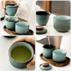 Teaware Sets 1 Set Ceramic Tea Service Travel Cup Portable With Carrying Case (Matcha Green)