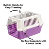 Cage de transport pour chien à deux portes, chenil en plastique à chargement par le haut pour animaux de compagnie, violet, 19 pouces