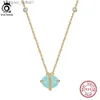 Colares com pingente ORSA JEWELS 100% genuíno natural Aquamarine pingente 925 colar de prata esterlina joias com pedras preciosas para mulheres e meninas N04L231215