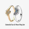 Anéis de cluster feminino requintado anel 925 prata esterlina de alta qualidade brilhando sol e lua caber original encantador diy presentes