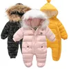 Rompers winter baby jacket plus velvet baby girl Rompers snow-proof down cotton baby boy Romper newborn toddler jumpsuit baby clothesL231114