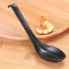 Spoons Cabilock Black Melamine Chinese Won Ton Soup Spoon Hook Asian Plain Style Rice Dongbo Dessert