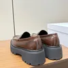 Retro stil äkta läder loafers hög kvalitet runda tår affärer formella oxford matt läder kvinnors lyxdesigner skor