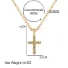 2 pièces/ensemble pendentif croix glacée chaîne de Tennis collier en or 14 carats pour hommes avec 14mm Miami lien cubain colliers Hip Hop bijoux cadeau 79PM
