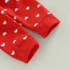 Set di abbigliamento Neonato San Valentino Chiude Set Pullover a maniche lunghe con stampa a cuore + Pantaloni lunghi in vita elastica