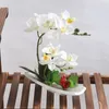 Christmas Decorations Orchid Bonsai Pot Plant Artificial Phalaenopsis Silk Cloth Simulation Flower Arrangement with Ceramic Vase 231215