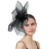 Sposa Matrimonio Mesh Chapeau Clip Donne Wedding Fascinator Tornante Party Fascinat Filato Fiore Perni per capelli Accessori per cappelli