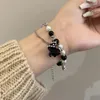 Bracelet en perles petit fantôme noir et blanc, accessoires pour petite amie, Niche Style froid, haut de gamme, doux et Cool