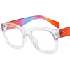 Yeni mavi önleyici ışık gözlükleri kadın optik gözlükler şeffaf çerçeve gözlükler kişiliği gradyan renk templea gözlük
