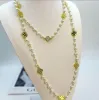 Luxurys Fashion Designer 4/Four Leaf Clover Pearl Pearl Secklace de 18 km colgantes de acero inoxidable chapado en collares para mujeres accesorios de joyería de boda