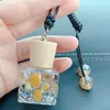 Nouveau Cube d'eau 10ML, huile essentielle d'aromathérapie, bouteille pendentif en verre de voiture, bouteille vide, estampage à chaud, couvercle en bois peut être du radium