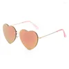 Sonnenbrille, rahmenlos, Herzform, Damen, Metall, Spiegelbeine, modische Sonnenbrille, Sommertrend, Damenbrillen, UV400