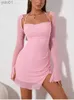 Stedelijke sexy jurken Colysmo Sweet Flare Sle roze jurk vrouwen sexy lente mesh backless mini vestidos jer vakantie zonnejurk party club outfitL231215