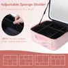 Cosmetic Bags Cases Makeup Train Case with 3 Color Adjustable Brightness LED Mirror Cosmetic Travel Case Adjustable Dividers Toiletry Bag for Lady 231215