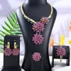 Halskette Ohrringe Set Missvikki Original Luxus 4PCS BIG Bloom Dubai Stil Armreif Ring Schmuck Charme weiblich