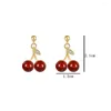 Stud Earrings Korean Fashion Glass Cherry For Women Red Design Personalized Earring Girl Birthday Party Jewelry