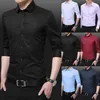 Camisas sociais masculinas elegantes, slim fit, casual, negócios, manga comprida, tops branco/preto/azul claro/azul escuro/rosa/vermelho vinho