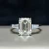 Trouwringen Wong Rain 925 Sterling Zilver Emerald Cut Gemaakt Edelsteen Bruiloft Verlovingsdiamanten Ring Fijne Sieraden Groothandel 231214